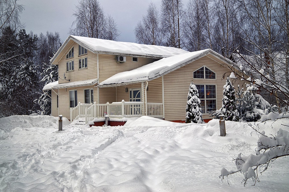 House covered in snow